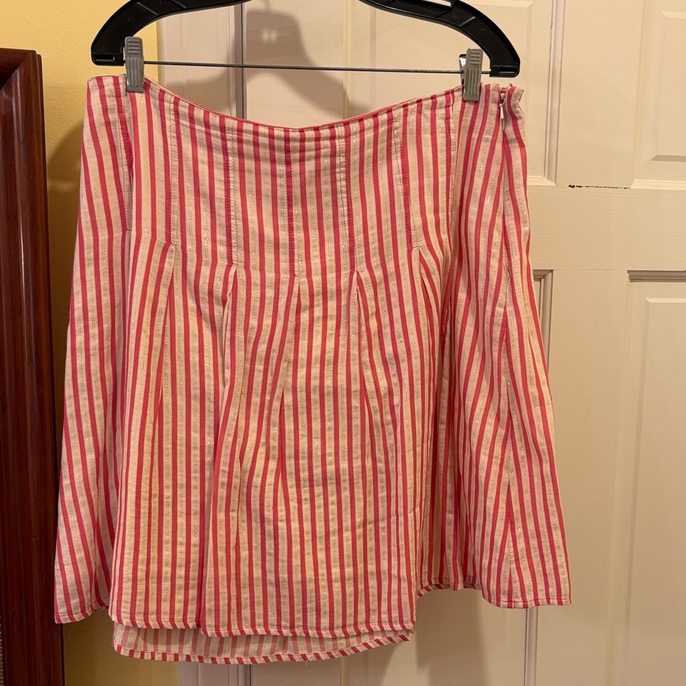 Old Navy Pink and White Striped A-Line Skirt
